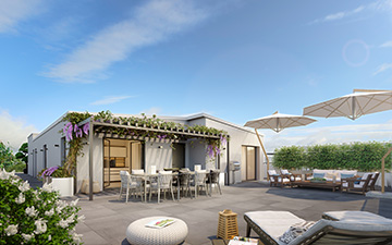 Terrasse neuve en 3D - Perspective réalisée pour un projet immobilier